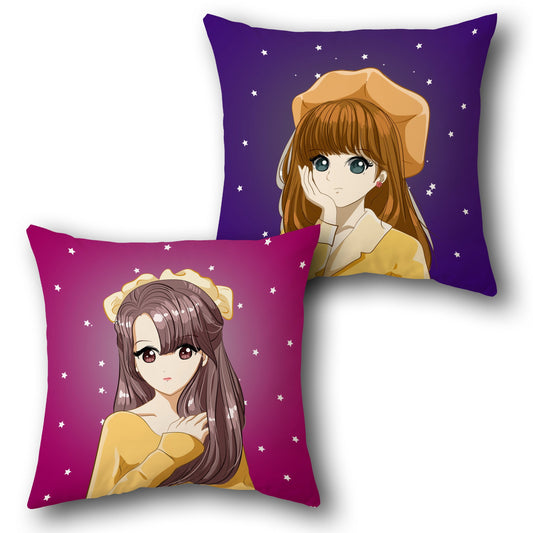 Anime Style Dual-Sided Cushion – Starry Night Girls Design