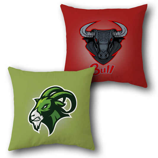 Wild Beast Dual-Sided Cushion – Bull vs. Goat Edition