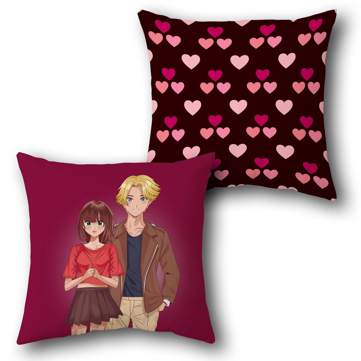 Romantic Heartbeat Dual-Sided Cushion – Anime Love Edition