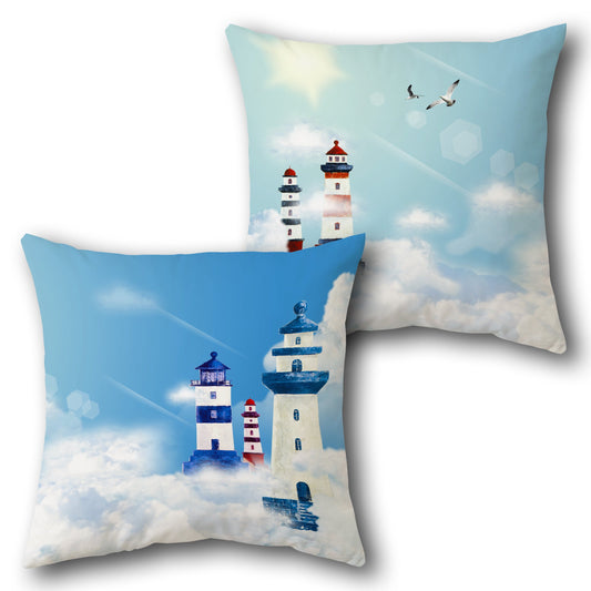 Skyward Lighthouses   Design Cushion Single (Front & Back)