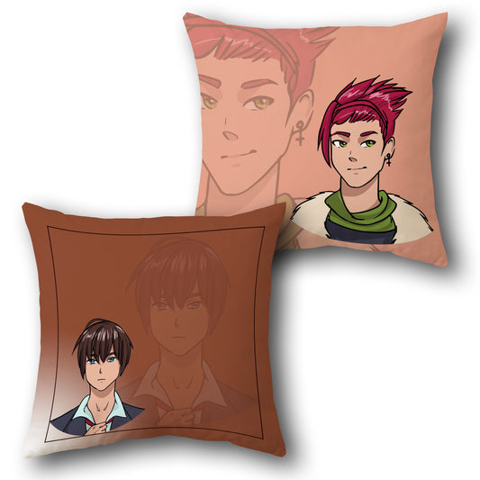 Dual Personality Anime Boy Cushion – Red & Brown