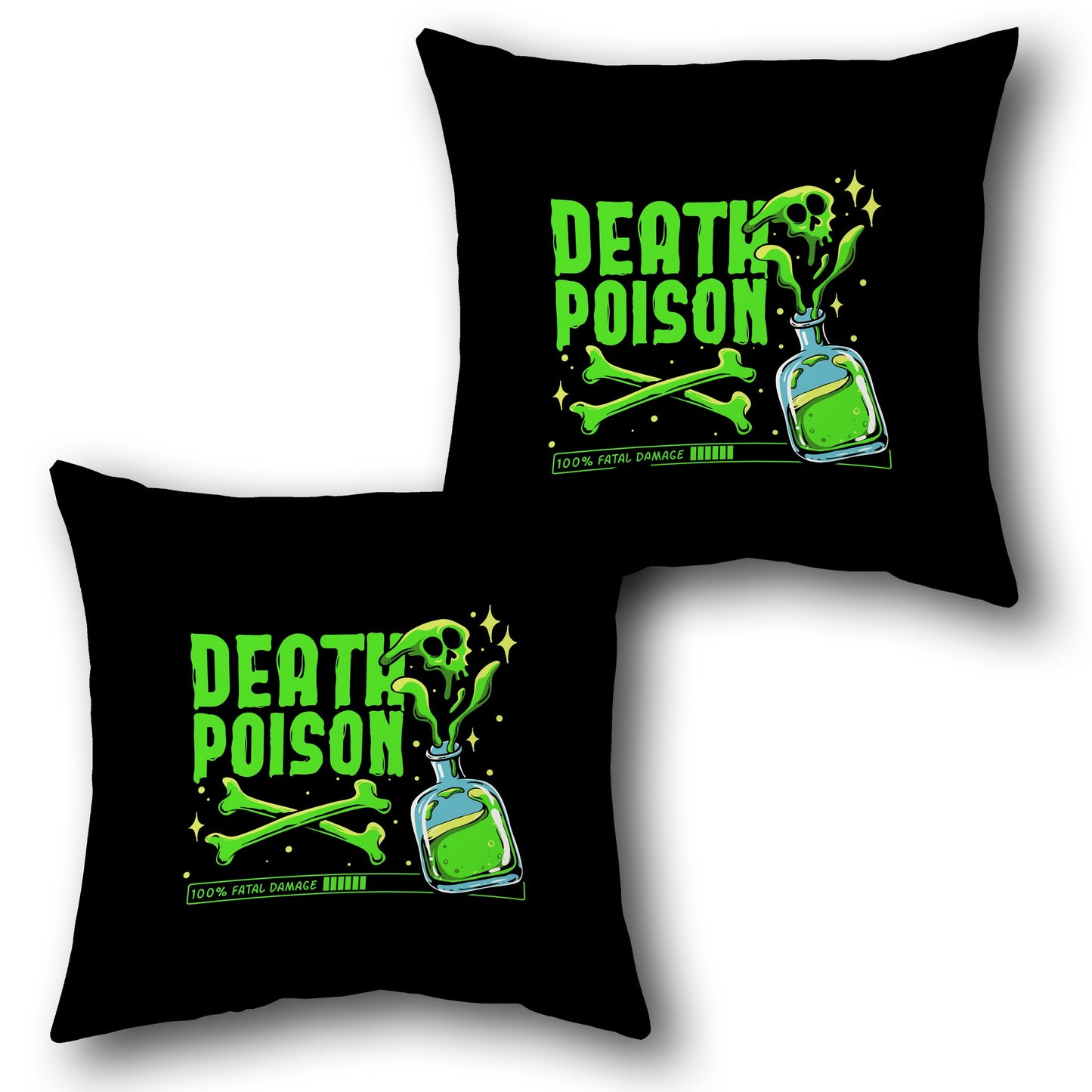 "Death Poison" Gamer Aesthetic Cushion – Toxic Green Skull