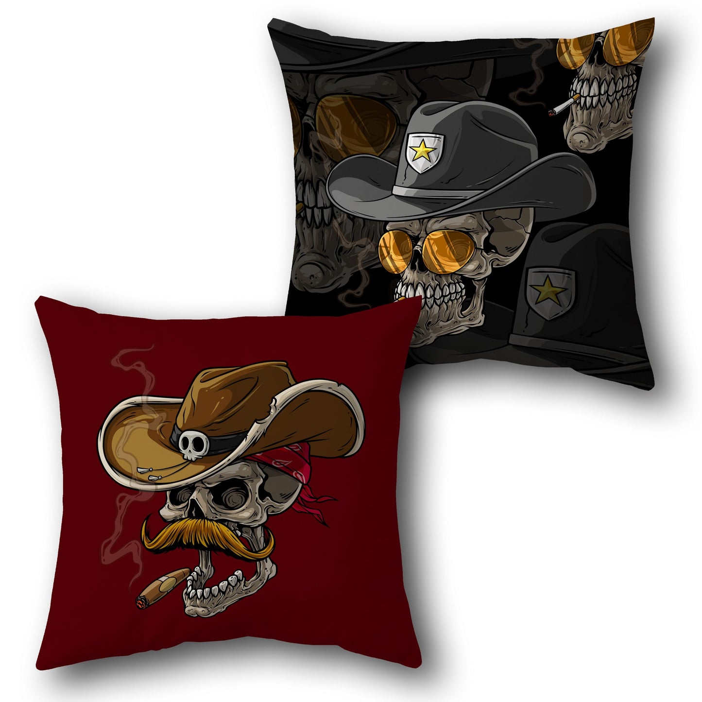 Wild West Rebel Skull Cushion – Single (Front & Back)