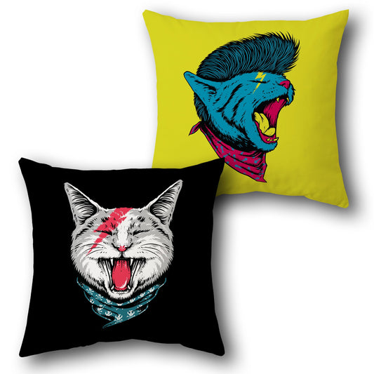 Rockstar Cats Reversible Cushion – Single (Front & Back)