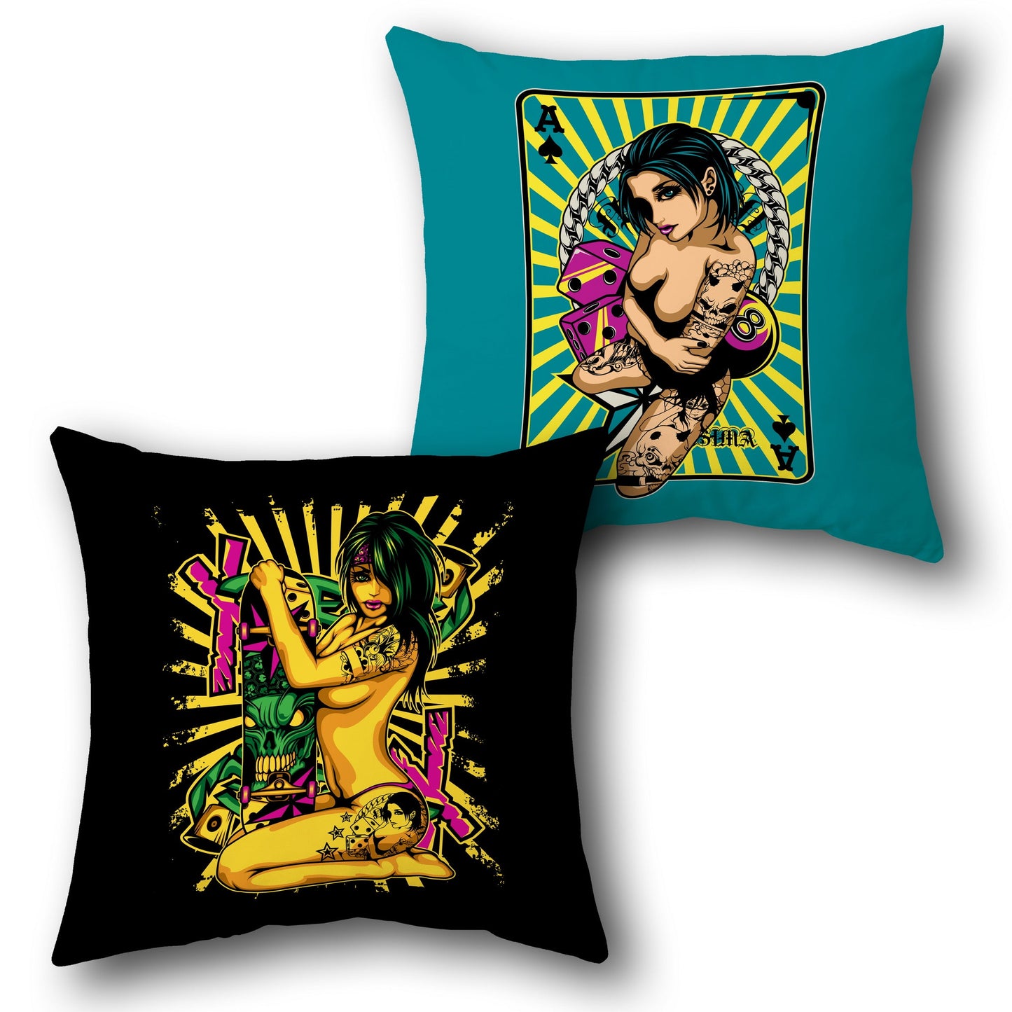 Tattoo Queen Playing Card Cushion (Front & Back Design)