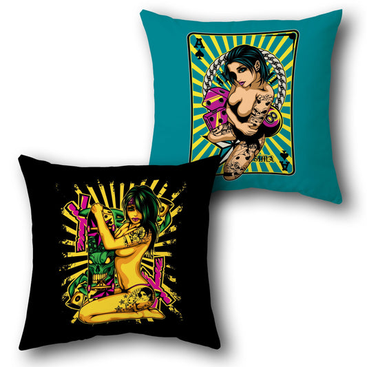 Tattoo Queen Playing Card Cushion (Front & Back Design)