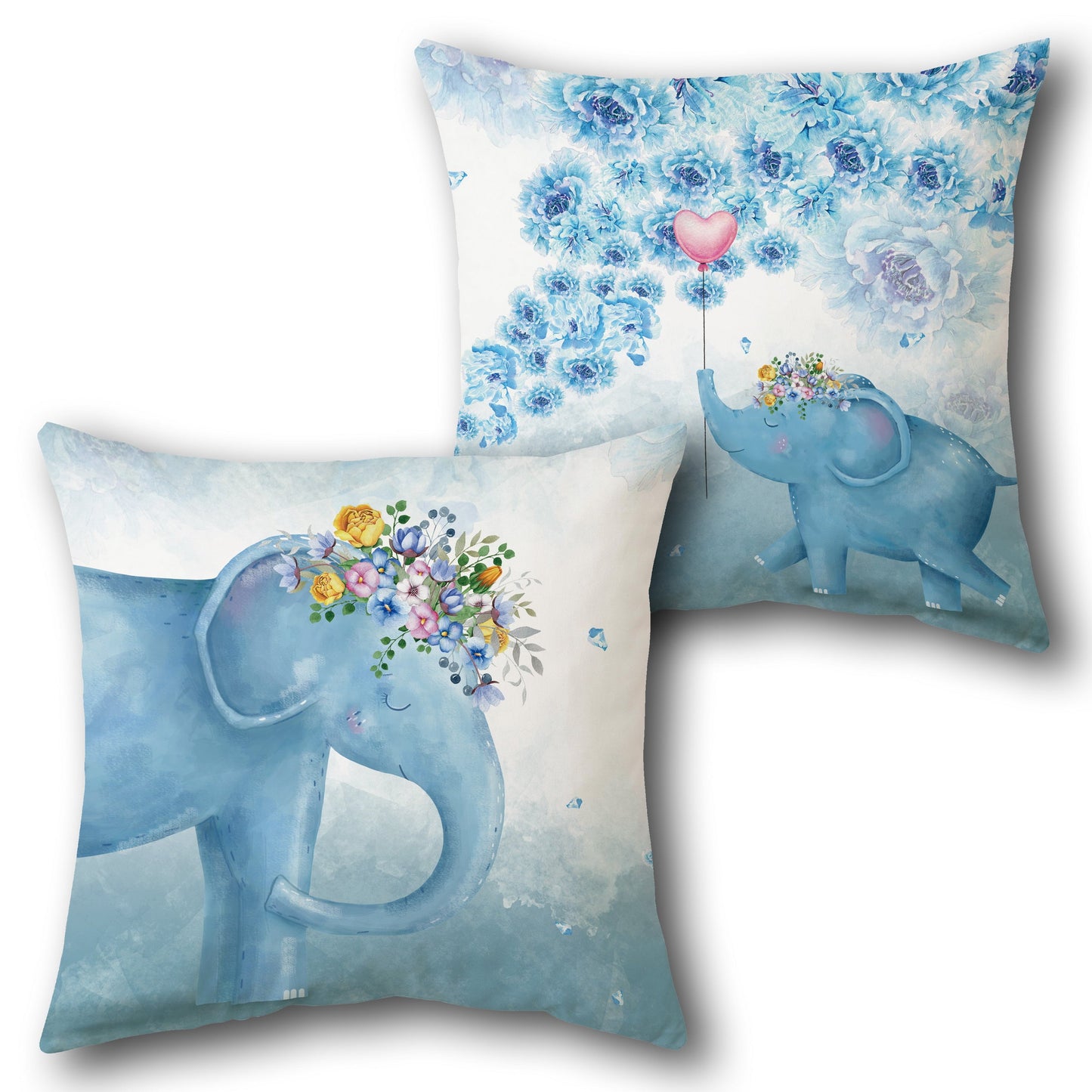 Floral Elephant   Design Cushion Single (Front & Back)