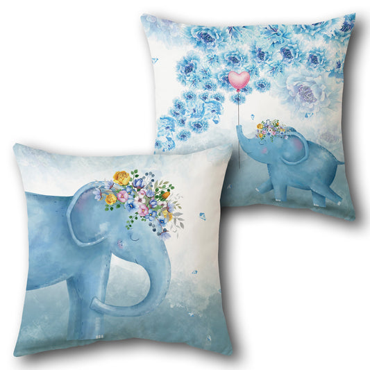 Floral Elephant   Design Cushion Single (Front & Back)