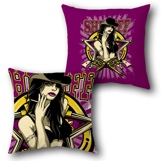 Bold Sheriff Cowgirl Cushion (Front & Back Print)