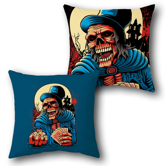 Sinister Skeleton Gambler Cushion (Front & Back Print)