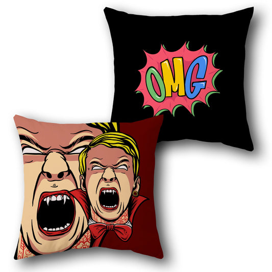 OMG Vampire Pop Art Cushion (Double-Sided)
