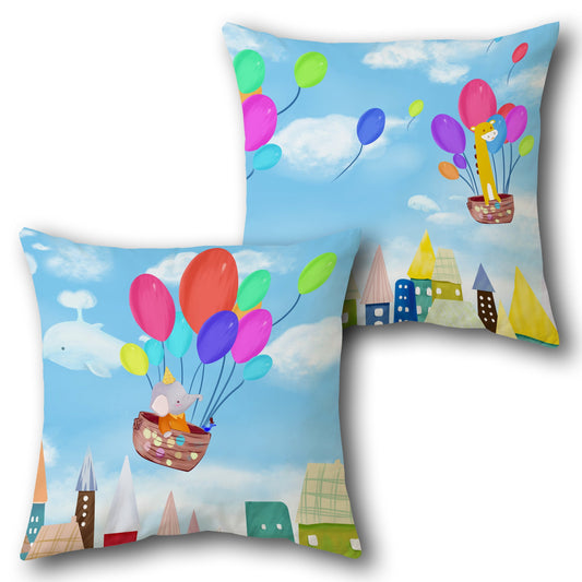 Elephant Balloon Adventure   Design Cushion Single (Front & Back)