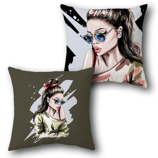 Retro Lady Cushion (Front & Back)