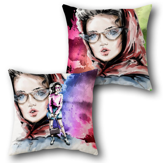 Artistic Lady Cushion (Front & Back)
