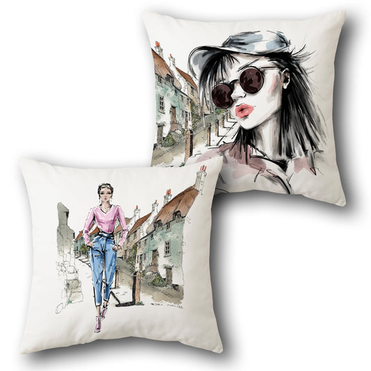 Village Lady Cushion (Front & Back)