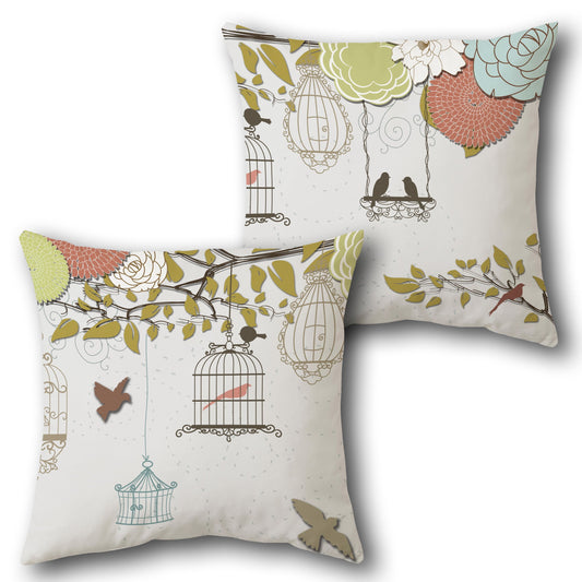 Birdcage Blossom   Design Cushion Single (Front & Back)