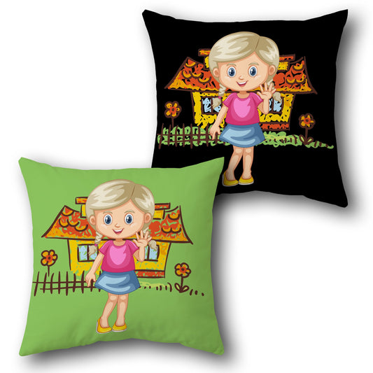Cheerful Girl Cushion (Front & Back)
