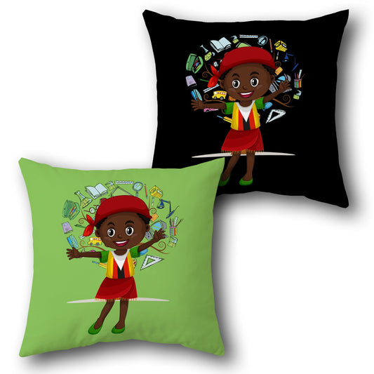 Bright School Girl Cushion (Front & Back)