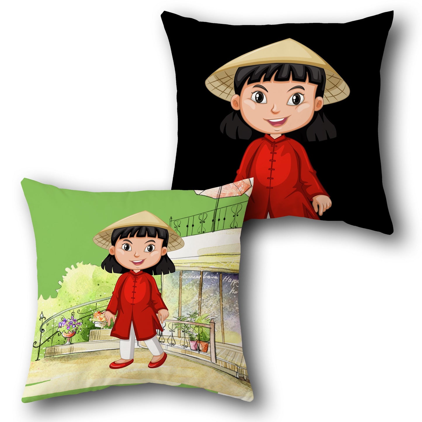 Traditional Girl in Ao Dai Cushion (Front & Back)
