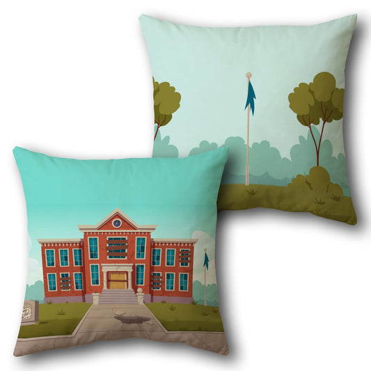 Abandoned School   Design Cushion Single (Front & Back)