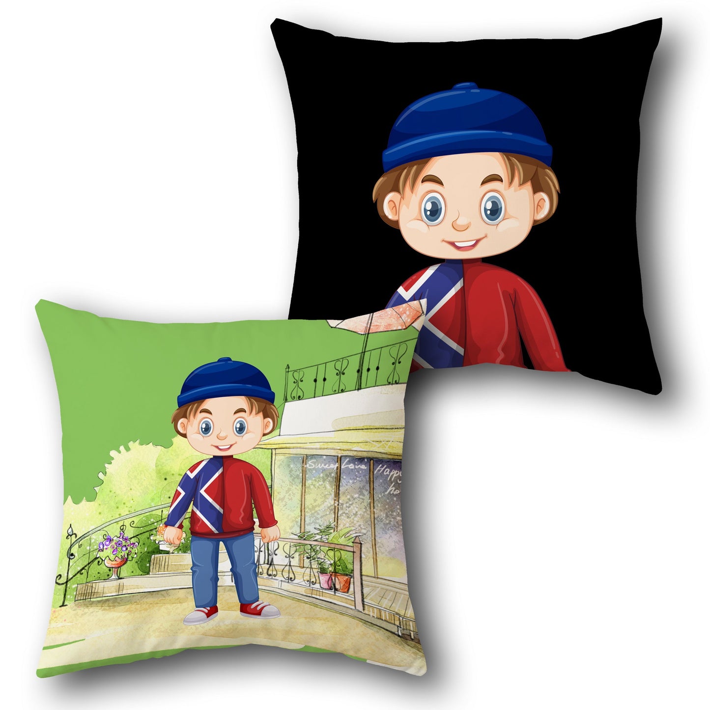 Boy in Red Jacket Cushion (Front & Back)