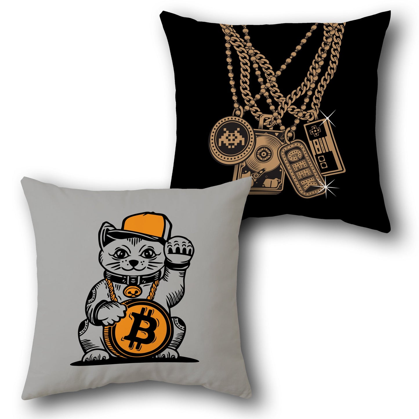 Crypto Cat Single Cushion (Front & Back)