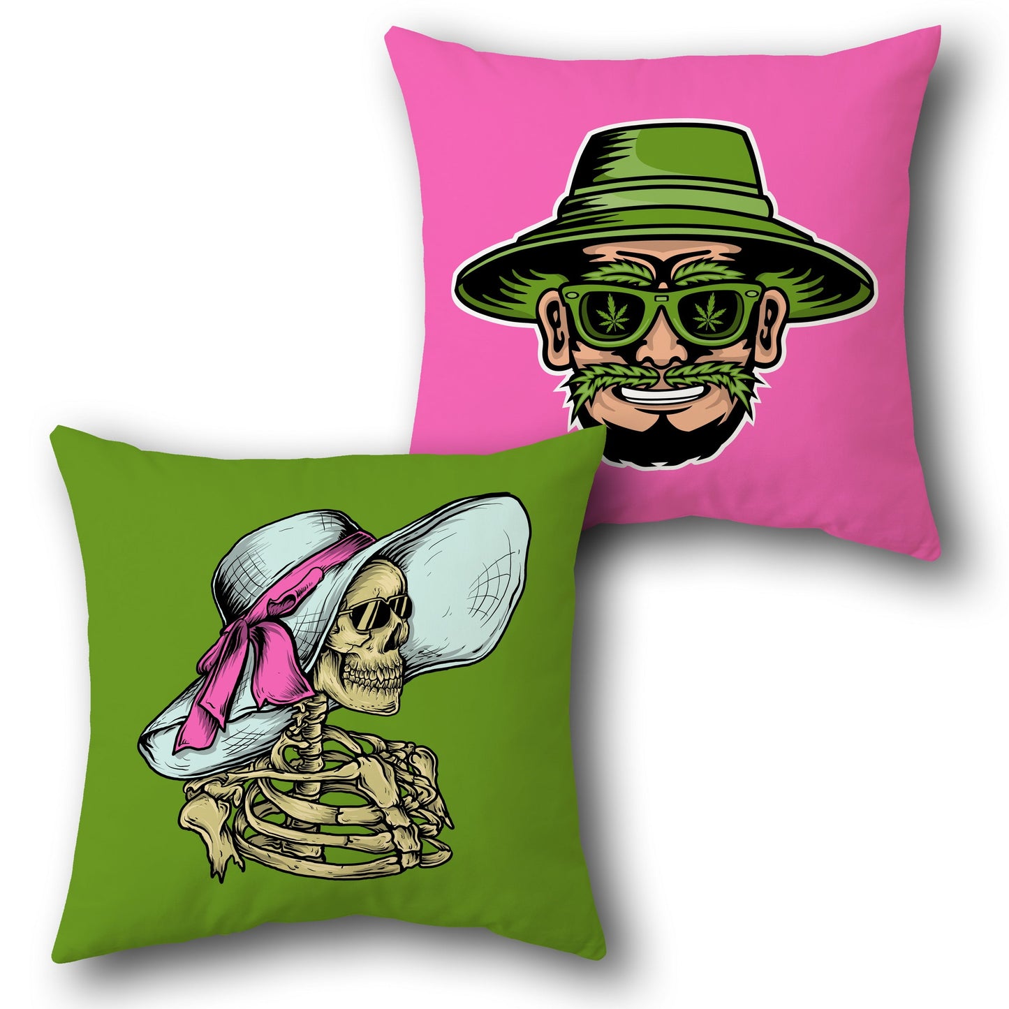 Funky Skeleton & Stoner Single Cushion (Front & Back)
