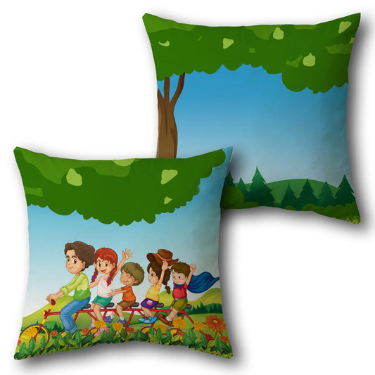 Tandem Bike Adventure   Design Cushion Single (Front & Back)