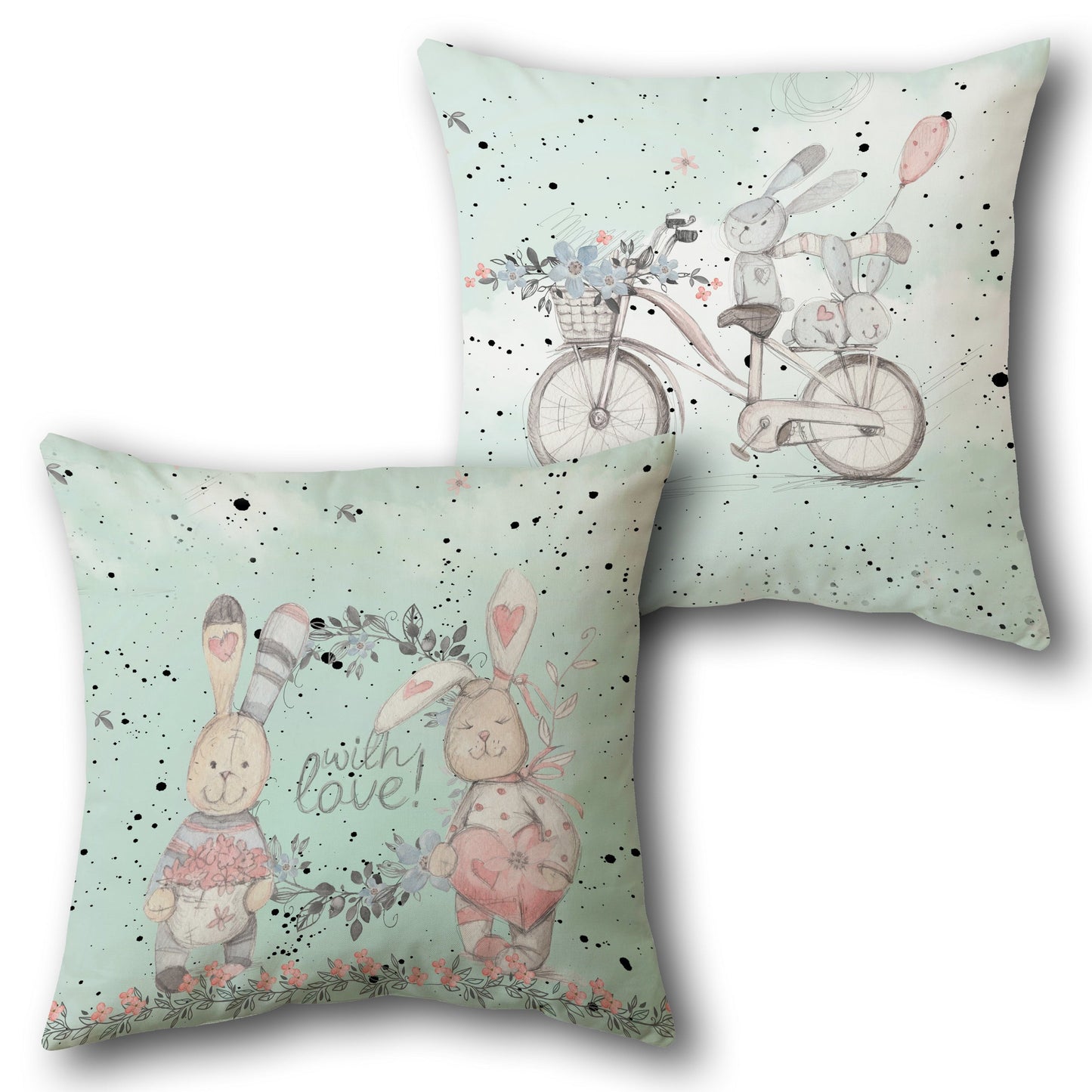 Love Bunnies   Design Cushion Single (Front & Back)