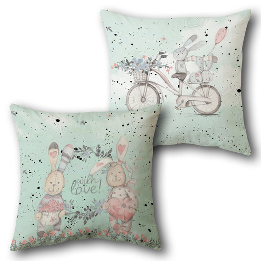 Love Bunnies   Design Cushion Single (Front & Back)