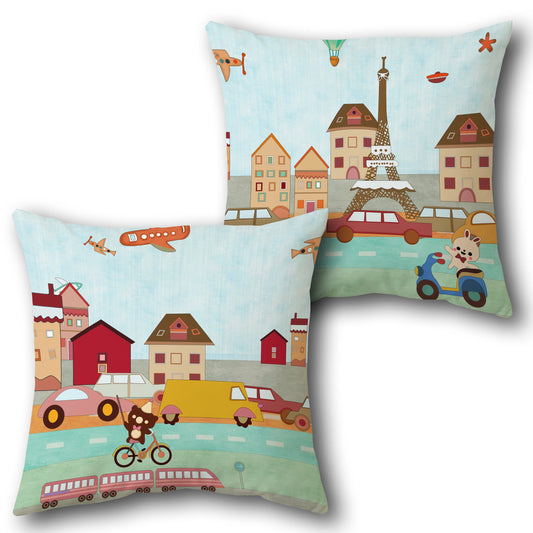 Parisian Adventure   Design Cushion Single (Front & Back)