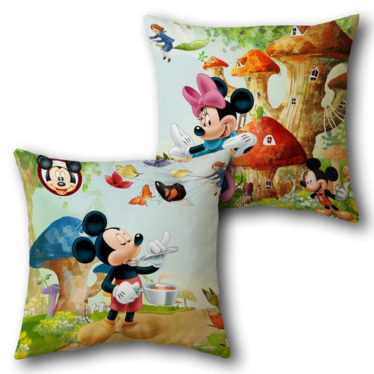 Mushroom Hamlet  Design Cushion Single (Front & Back)