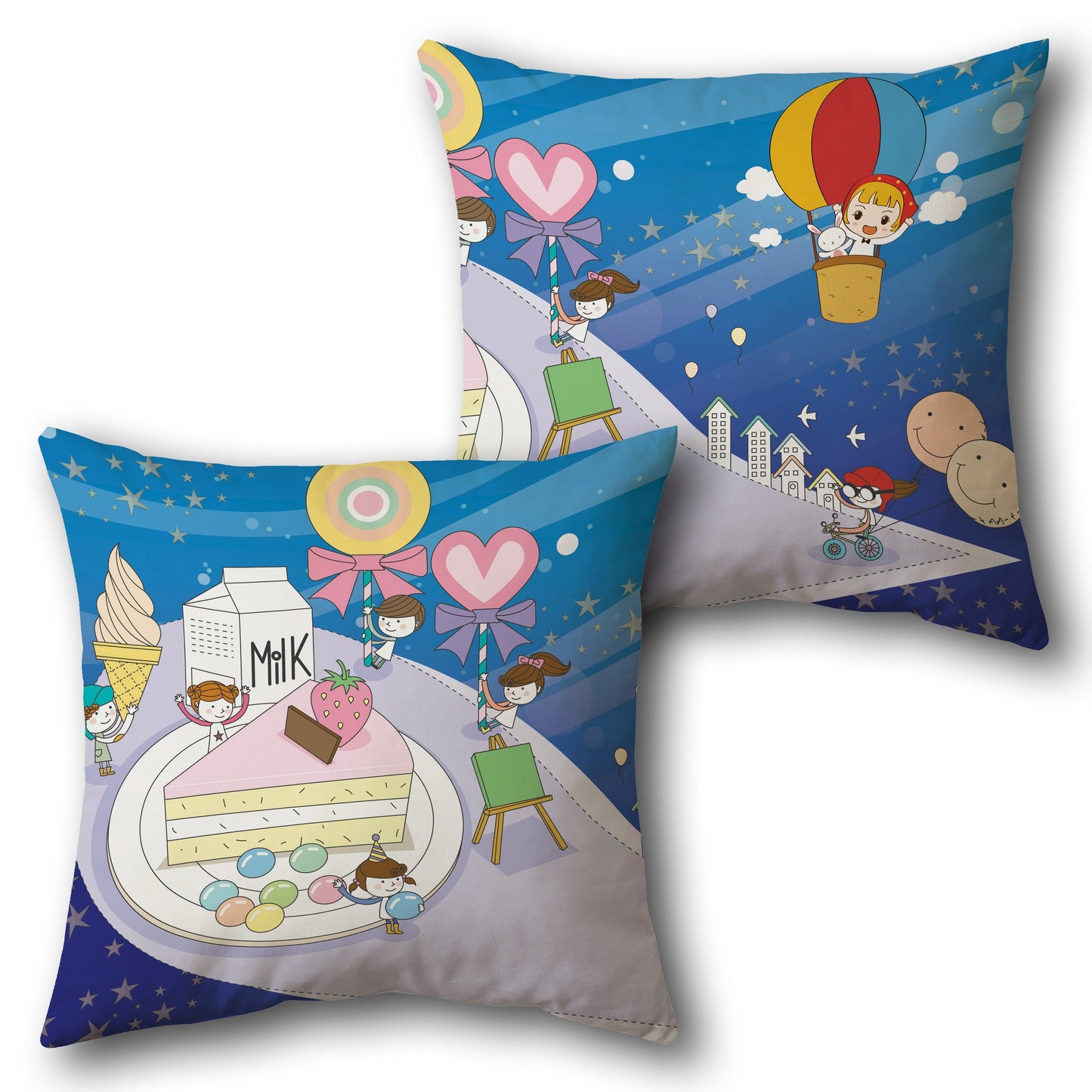 Sweet Dreams and Sky Adventure   Design Cushion Single (Front & Back)