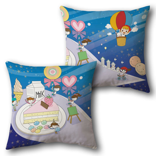 Sweet Dreams and Sky Adventure   Design Cushion Single (Front & Back)