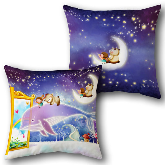 Moonlit Whale Journey   Design Cushion Single (Front & Back)