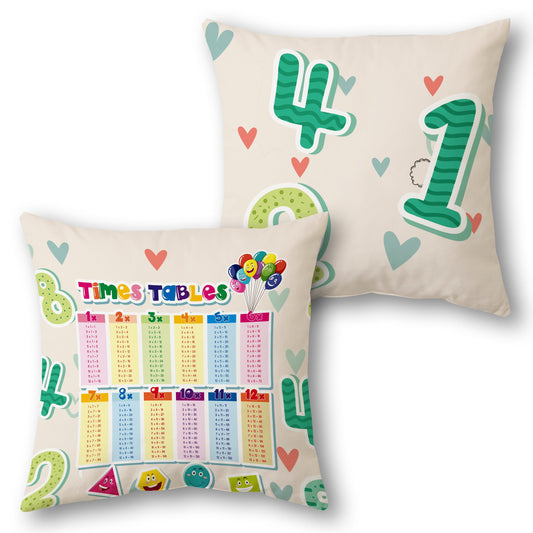 Educational Times Tables   Design Cushion Single (Front & Back)