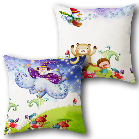 Magical Elephant Journey   Design Cushion Single (Front & Back)