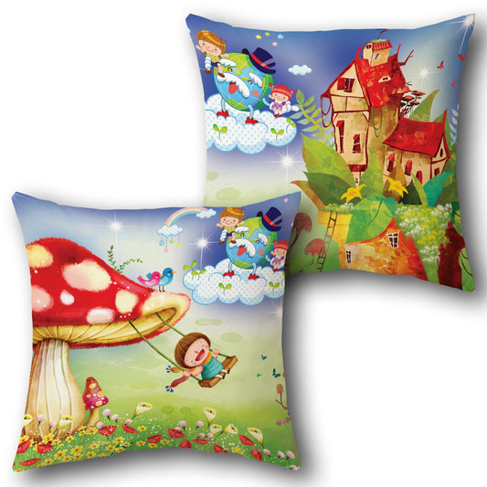Mushroom Village Swing   Design Cushion Single (Front & Back)