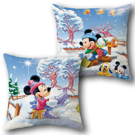 Mickey and Minnie Winter   Design Cushion Single (Front & Back)