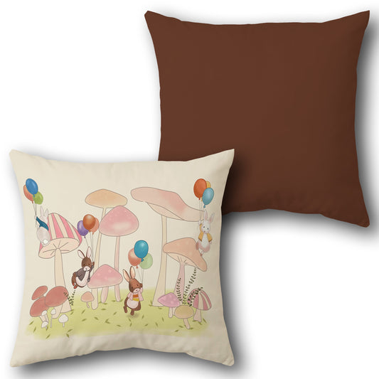 Mushroom Bunny Party  Design Cushion Single (Front & Back)