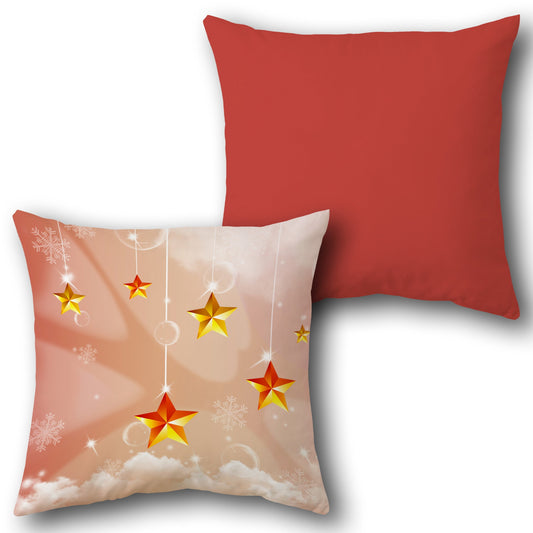 Festive Stars Red and Beige   Design Cushion Single (Front & Back)
