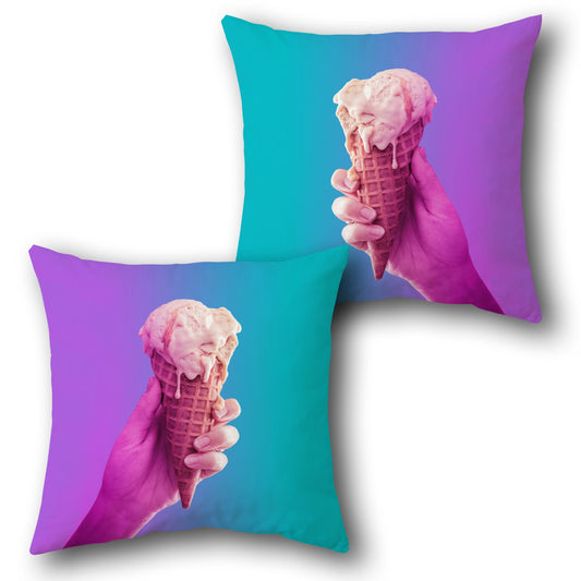 Vibrant Ice Cream Cone Gradient Throw  Design Cushion Single (Front & Back)