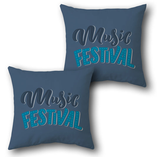 "Music Festival Decorative " in Navy Blue Design Cushion Single (Front & Back)