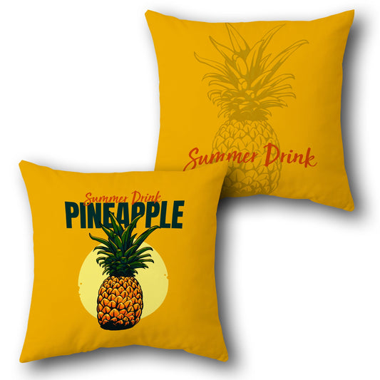 "Summer Drink Pineapple Decorative " in Yellow Design Cushion Single (Front & Back)