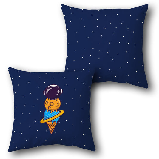 "Cosmic Ice Cream Decorative " in Navy Blue Design Cushion Single (Front & Back)