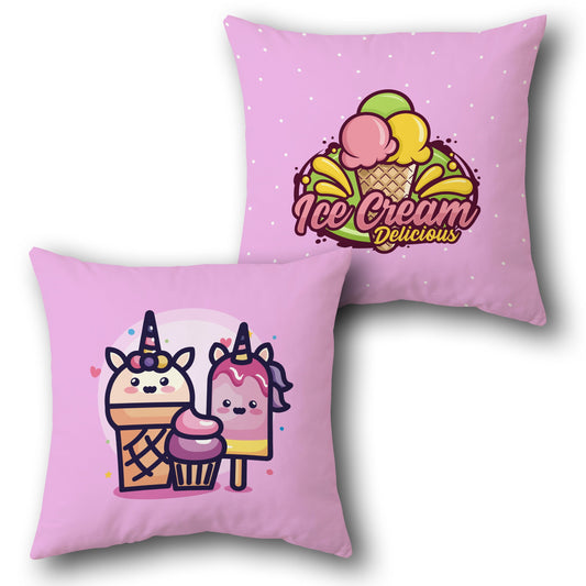 "Unicorn Ice Cream Delicious Decorative " in Light Pink Design Cushion Single (Front & Back)