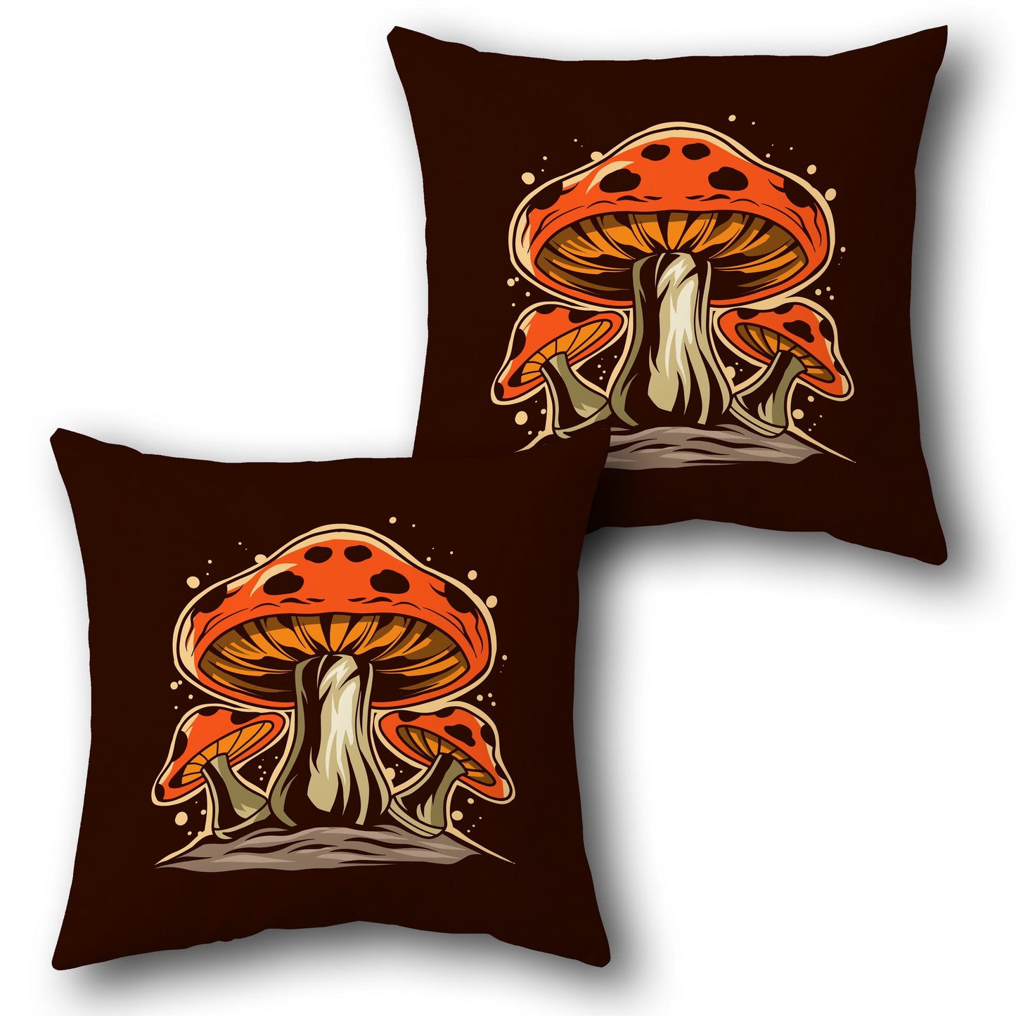 "Mystic Mushroom Decorative " in Dark Brown Design Cushion Single (Front & Back)