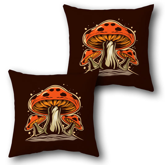 "Mystic Mushroom Decorative " in Dark Brown Design Cushion Single (Front & Back)