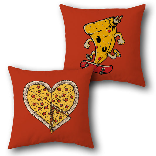 Pizza Lover Throw  - Red Design Cushion Single (Front & Back)