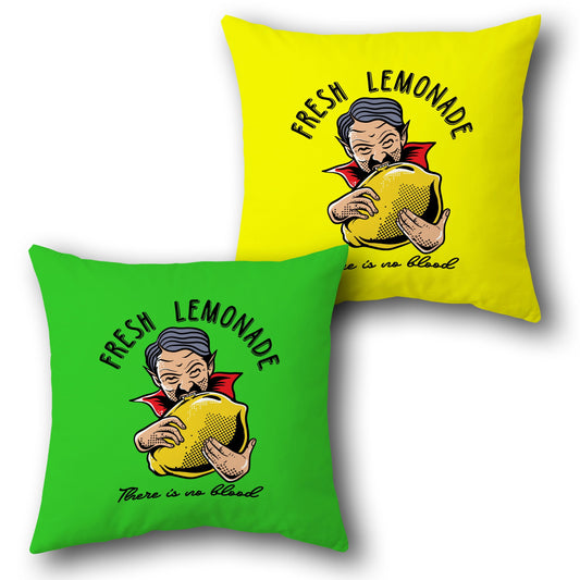 Vampire Lemonade Throw  - Green & Yellow Design Cushion Single (Front & Back)